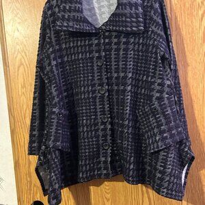 Comfy USA Jacket Womens Med Collar Topper Stretch Charcoal Gray Pockets